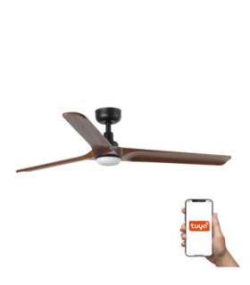 Heywood 132cm Smart LED Ceiling Fan Black Walnut Blades-1