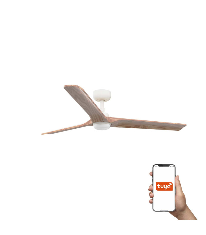 Heywood 132cm Smart LED Ceiling Fan White Pine Blades-1