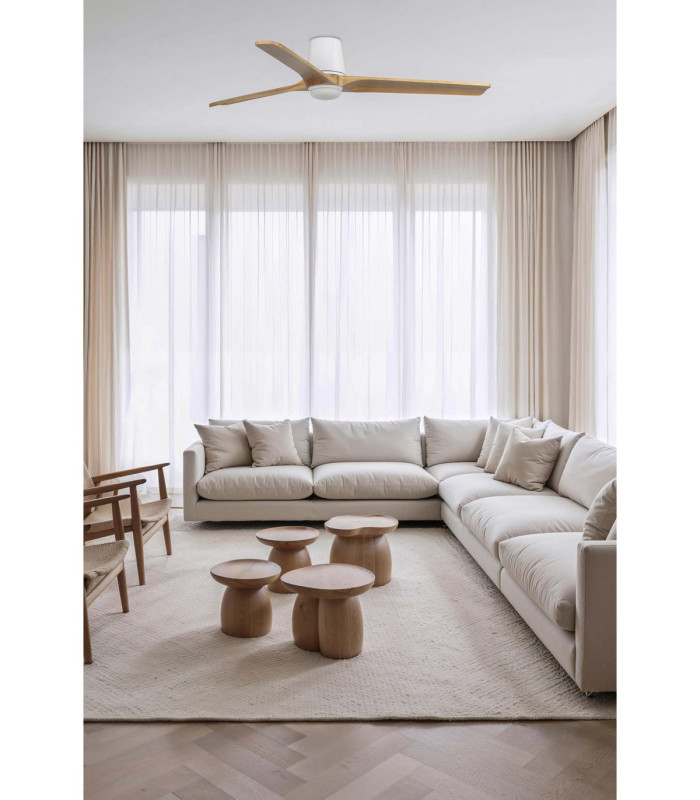 Heywood Tub 132cm LED Ceiling Fan White Pine Blades-2