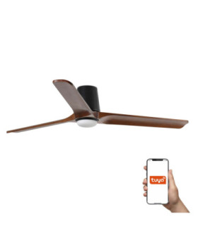 Heywood Tub 132cm Smart LED Ceiling Fan Black Walnut Blades-1