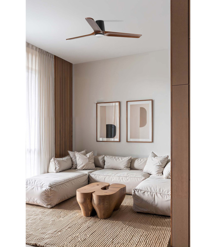 Heywood Tub 132cm Smart LED Ceiling Fan Black Walnut Blades-2