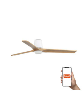 Heywood Tub 132cm Smart LED Ceiling Fan White Pine Blades-1