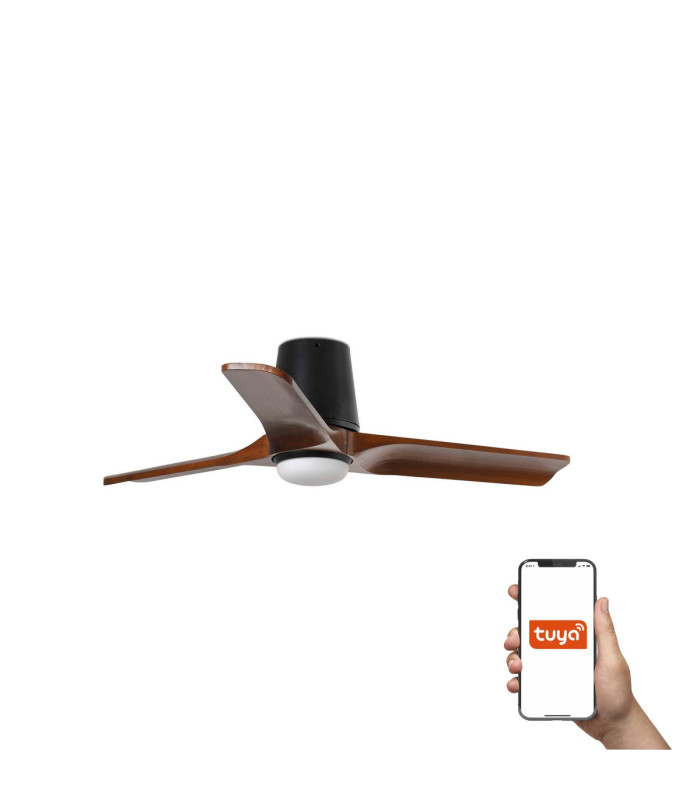 Heywood Tub 90cm Smart LED Ceiling Fan Black Walnut Blades-1