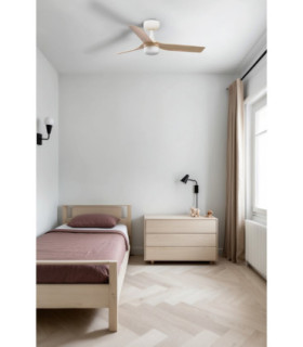 Mini Punt 90cm LED Ceiling Fan White Light Wood Blades-2