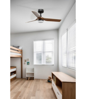 Mini Punt 90cm Smart LED Ceiling Fan Black Dark Wood Blades-2