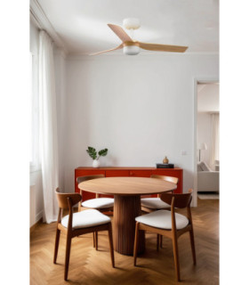 Mini Punt 90cm Smart LED Ceiling Fan White Light Wood Blades-2