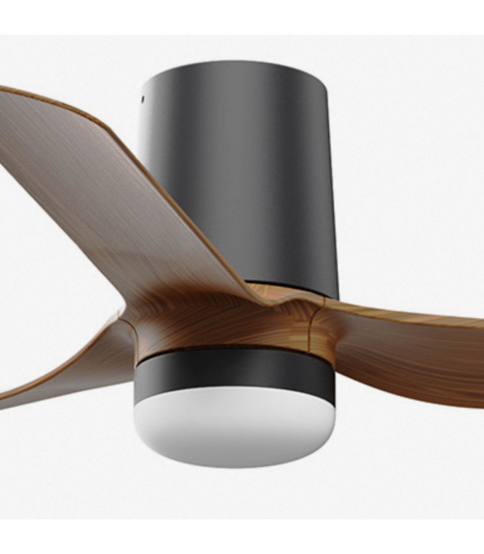 Mini Punt Tub 90cm Smart LED Ceiling Fan Black Dark Wood Blades-3