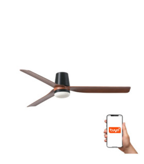 Punt Tub 130cm Smart LED Ceiling Fan Black Dark Wood Blades-1