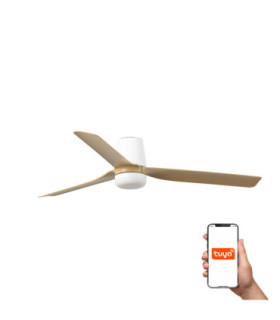 Punt Tub 130cm Smart LED Ceiling Fan White Light Wood Blades-1