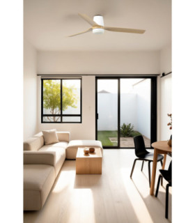 Punt Tub 130cm Smart LED Ceiling Fan White Light Wood Blades-2