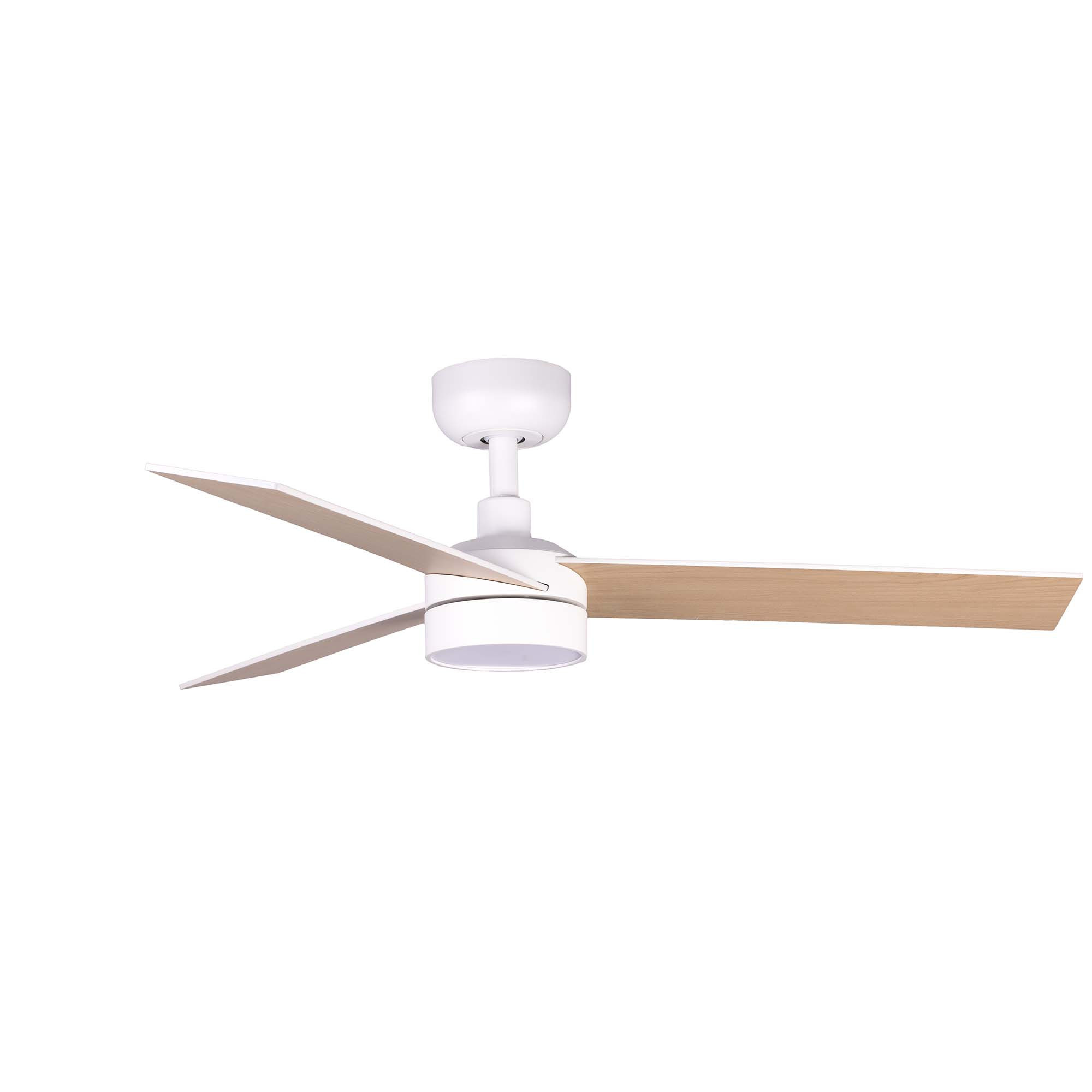 Rudder 106cm LED Ceiling Fan Matt White, Ash Blade, 3 Blade Reversible