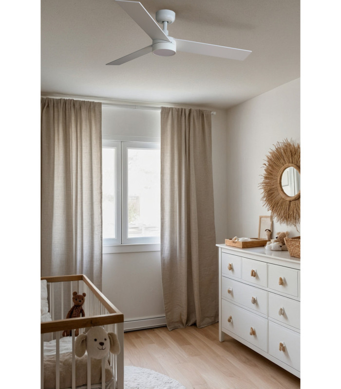 Rudder 106cm LED Ceiling Fan Matt White Ash Blade 3 Blade Reversible -2