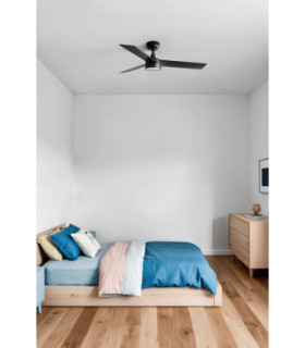 Rudder 106cm Smart LED Ceiling Fan Matt Black Walnut Blade 3 Blade Reversible -2