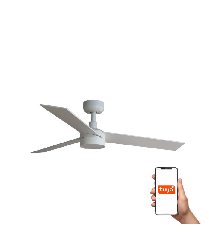 Rudder 106cm Smart LED Ceiling Fan Matt White 3 Blade Reversible -1