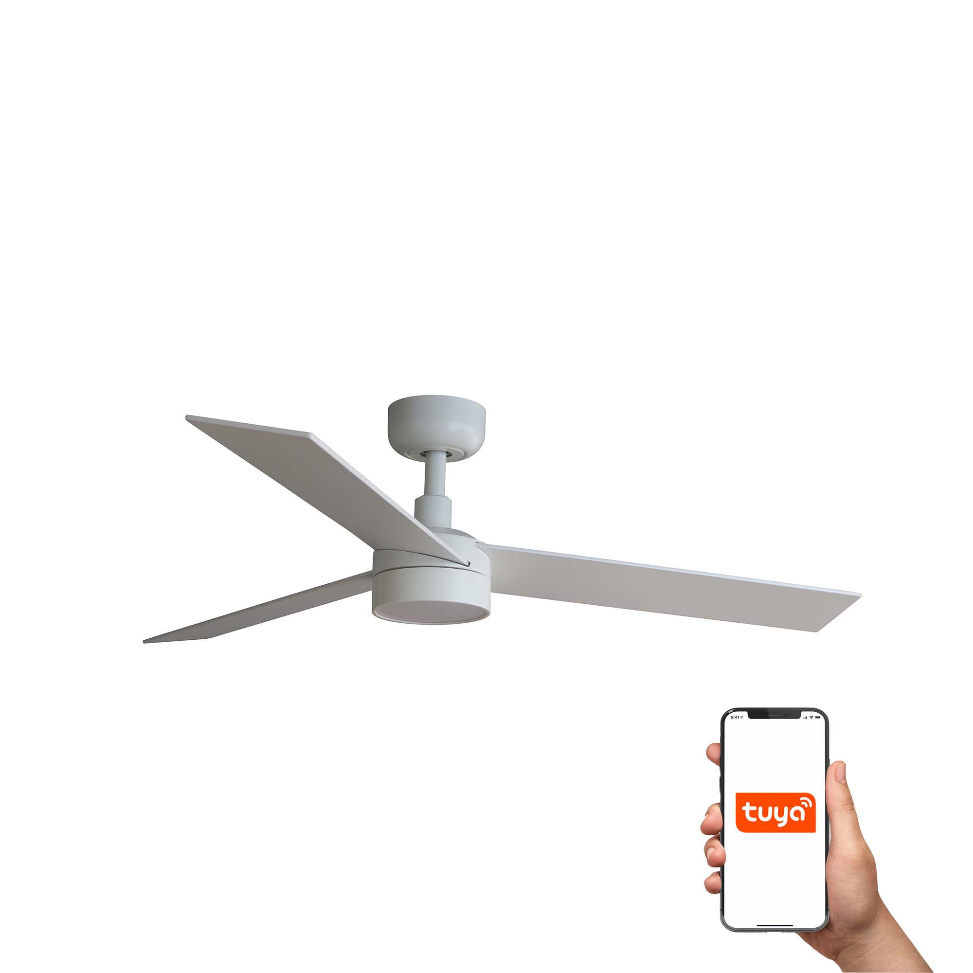 Rudder 106cm Smart LED Ceiling Fan Matt White, 3 Blade Reversible
