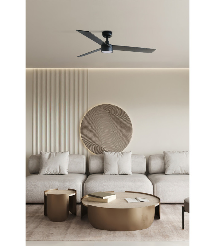 Rudder 132cm LED Ceiling Fan Matt Black Walnut Blade 3 Blade Reversible -2