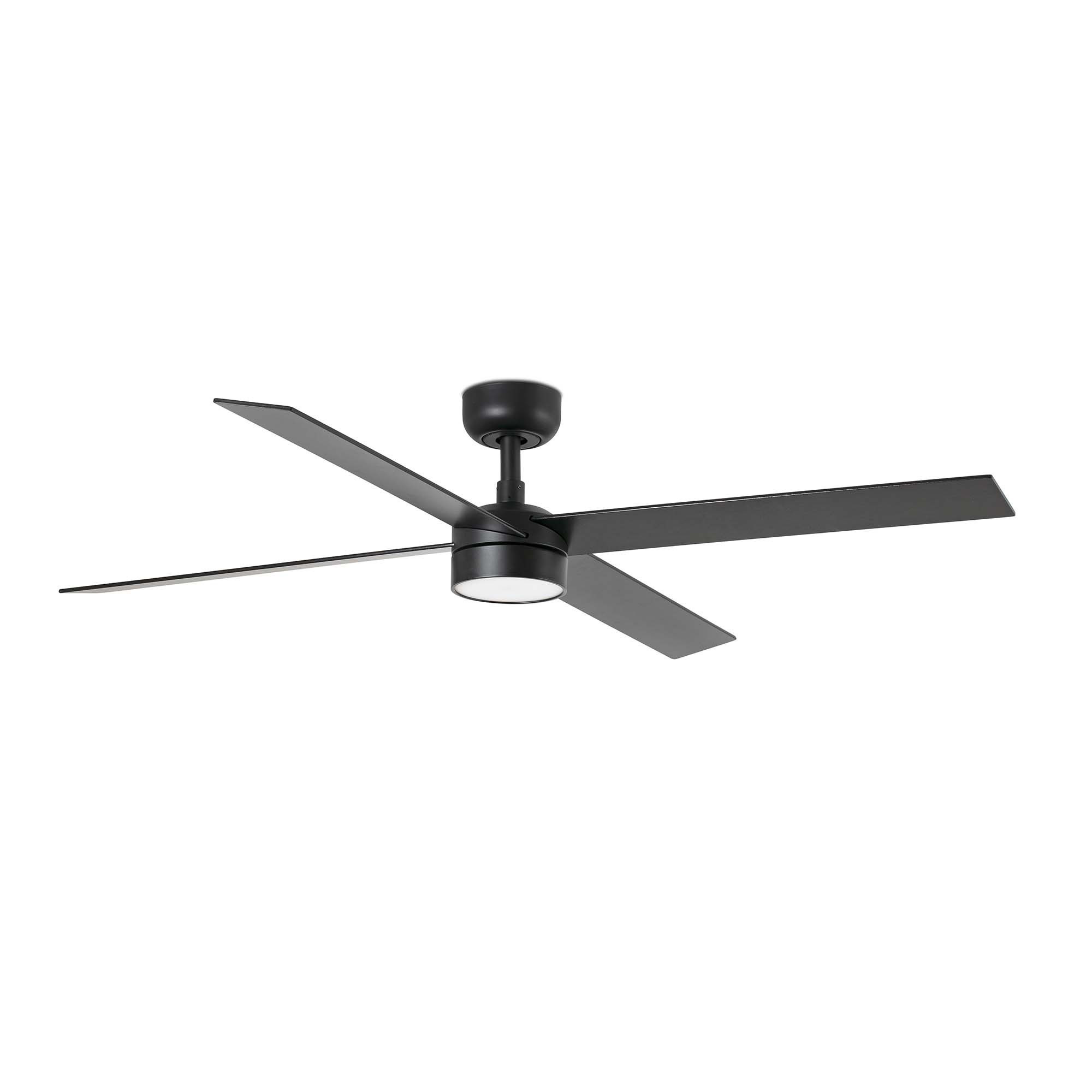 Rudder 132cm LED Ceiling Fan Matt Black, Walnut Blade, 4 Blade Reversible
