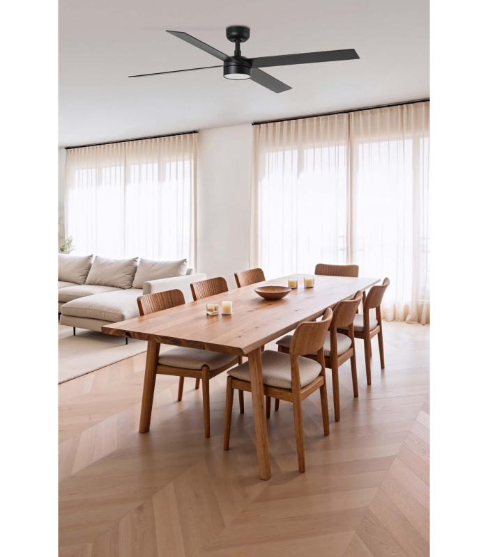Rudder 132cm LED Ceiling Fan Matt Black Walnut Blade 4 Blade Reversible -2