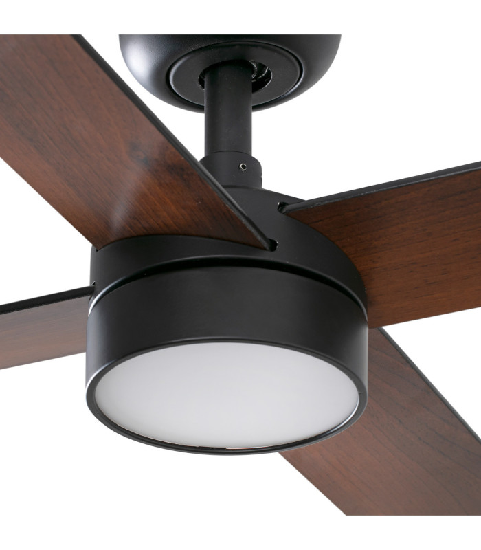 Rudder 132cm LED Ceiling Fan Matt Black Walnut Blade 4 Blade Reversible -4