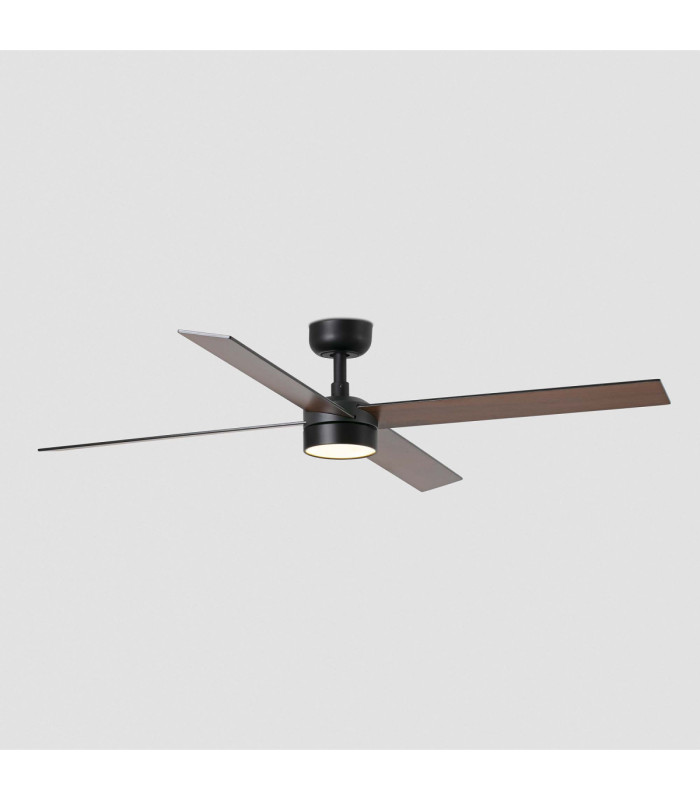 Rudder 132cm LED Ceiling Fan Matt Black Walnut Blade 4 Blade Reversible -7