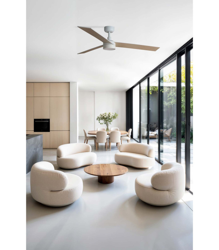 Rudder 132cm LED Ceiling Fan Matt White Ash Blade 3 Blade Reversible -3