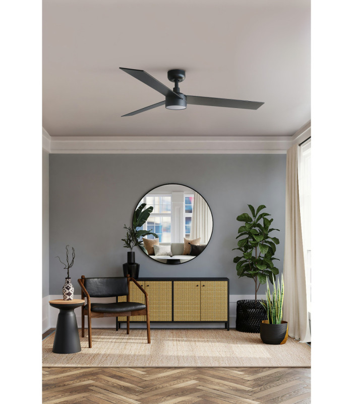 Rudder 132cm Smart LED Ceiling Fan Matt Black Walnut Blade 3 Blade Reversible -2