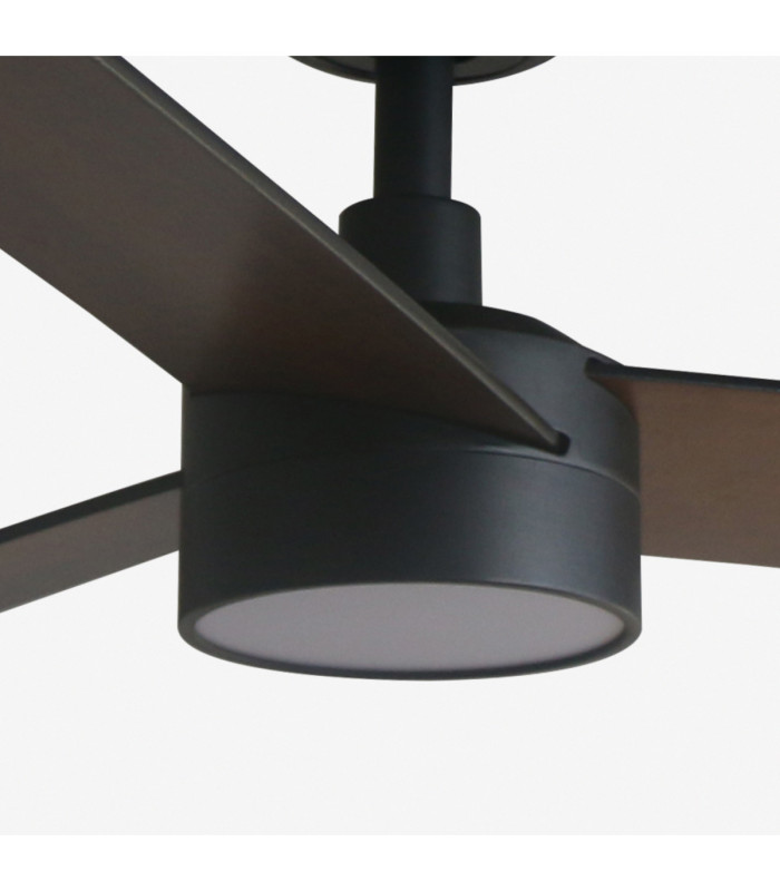 Rudder 132cm Smart LED Ceiling Fan Matt Black Walnut Blade 3 Blade Reversible -3