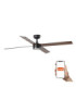 Rudder 132cm Smart LED Ceiling Fan Matt Black Walnut Blade 4 Blade Reversible -1