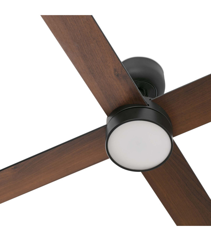 Rudder 132cm Smart LED Ceiling Fan Matt Black Walnut Blade 4 Blade Reversible -5