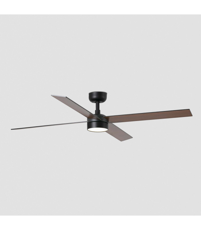 Rudder 132cm Smart LED Ceiling Fan Matt Black Walnut Blade 4 Blade Reversible -6