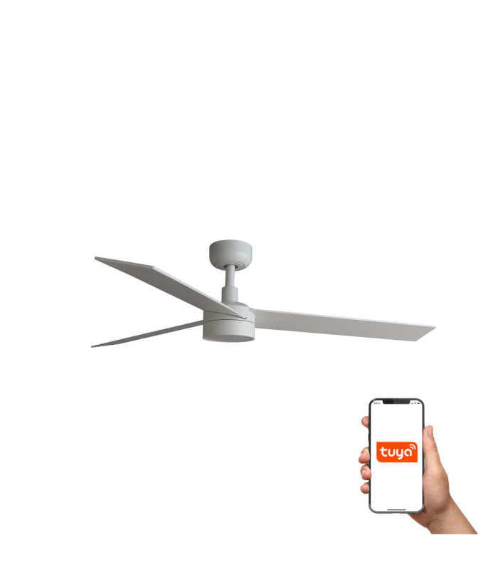 Rudder 132cm Smart LED Ceiling Fan Matt White 3 Blade Reversible -1