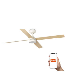 Rudder 132cm Smart LED Ceiling Fan Matt White 4 Blade Reversible -2