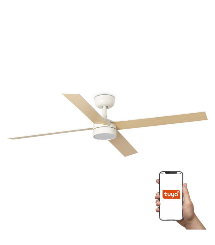 Rudder 132cm Smart LED Ceiling Fan Matt White 4 Blade Reversible -2