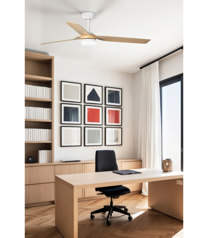 Punt 130cm LED Ceiling Fan White Light Wood Blades-2
