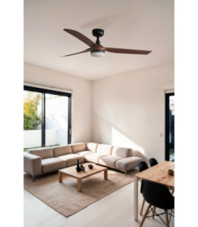 Punt 130cm LED Ceiling Fan Black Dark Wood Blades-2