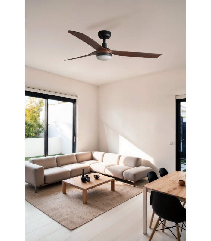 Punt 130cm LED Ceiling Fan Black Dark Wood Blades-2