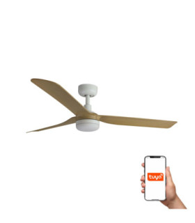 Punt 130cm Smart LED Ceiling Fan White Light Wood Blades-1
