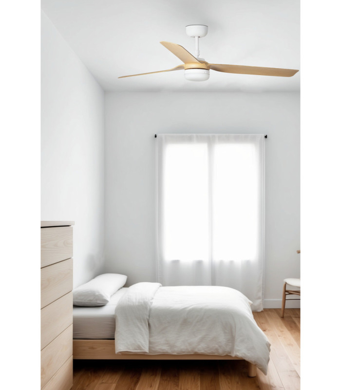Punt 130cm Smart LED Ceiling Fan White Light Wood Blades-2