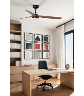Punt 130cm Smart LED Ceiling Fan Black Dark Wood Blades-2