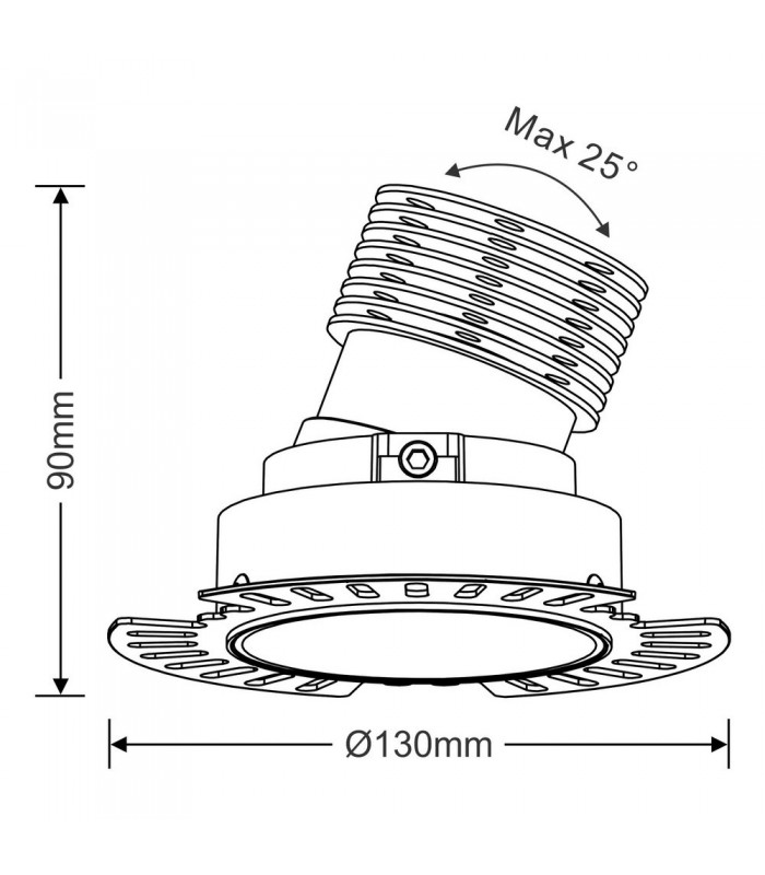 LED Recessed Tiltable Downlight, Black Trimless, 40 deg. Beam Angle, 780lm, 4000K, IP20, DRIVER NOT INC. - 3