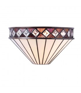 1 Light Indoor Wall Uplighter Dark Bronze with Tiffany Glass, E27 - 1