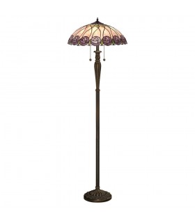 2 Light Floor Lamp Tiffany Glass, Dark Bronze Paint with Highlights, E27 - 1
