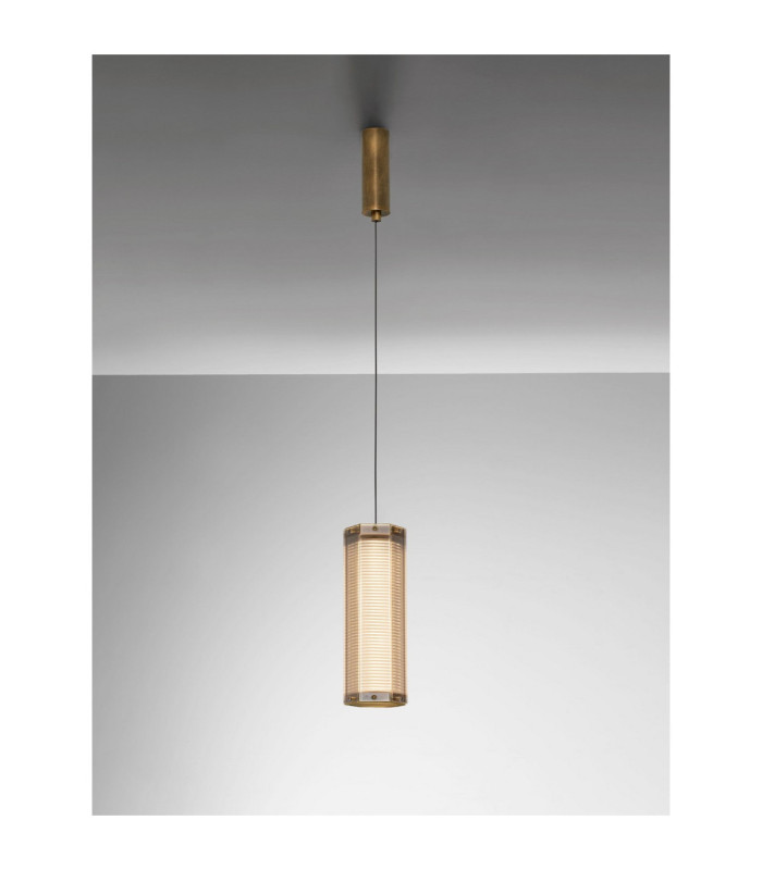 Essenzo Slim Pendant Ceiling Light Antique Brass Triac Dimmable LED 7W 385lm 3000K-4