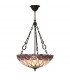 3 Light Large Inverted Ceiling Pendant Dark Bronze, Tiffany glass, E27 - 1