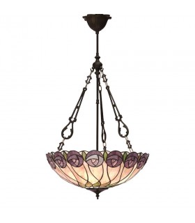 3 Light Large Inverted Ceiling Pendant Dark Bronze, Tiffany glass, E27 - 1