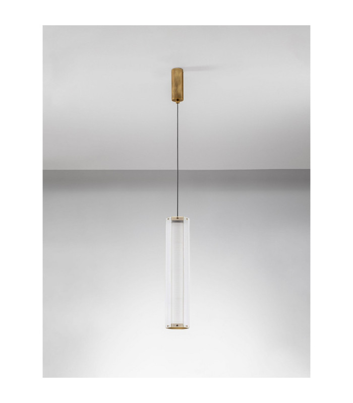 Essenzo Slim Pendant Ceiling Light Antique Brass Triac Dimmable LED 12W 660lm 3000K-3