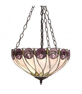 3 Light Medium Inverted Ceiling Pendant Bronze, Tiffany glass, E27 - 1