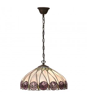 1 Light Medium Ceiling Pendant Dark Bronze, Tiffany glass, E27 - 1