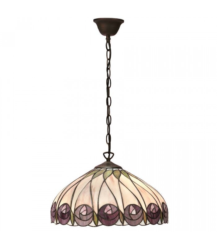 1 Light Medium Ceiling Pendant Dark Bronze, Tiffany glass, E27 - 1