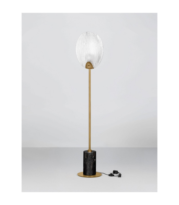 Shelina Glass Floor Lamp Antique Brass Black LED 6W 390lm 3000K-3